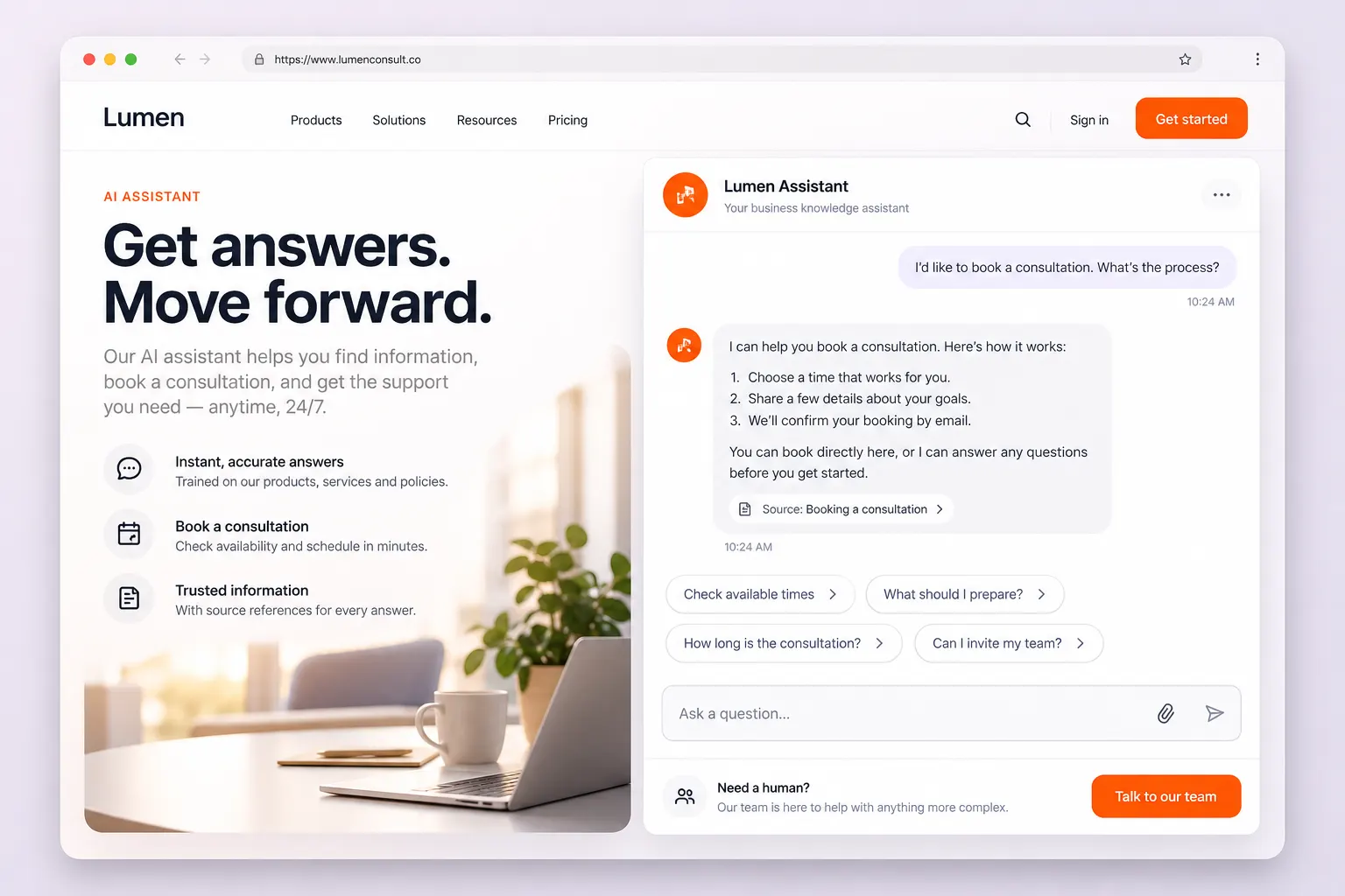 AI assistant interface preview