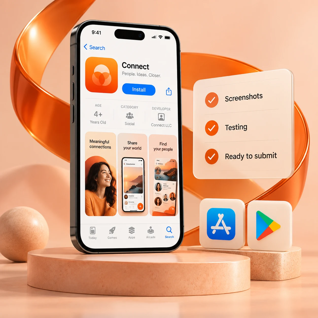 Mobile app store listing and release preview