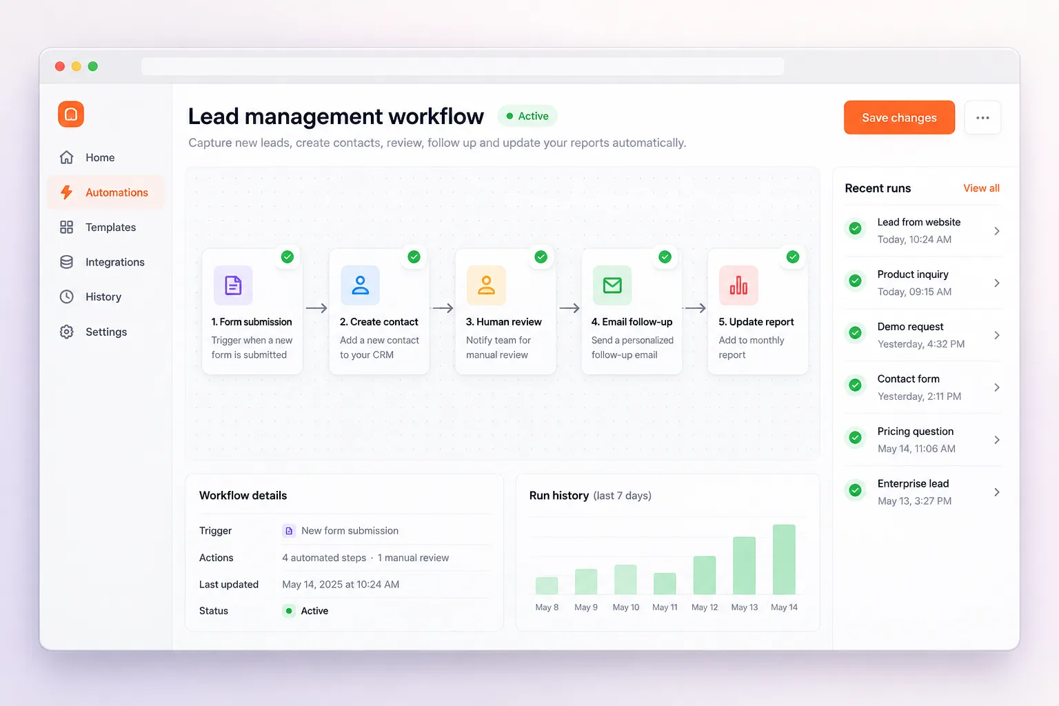 Business automation workflow preview