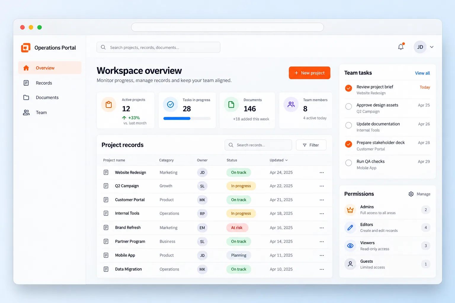 Custom management portal preview